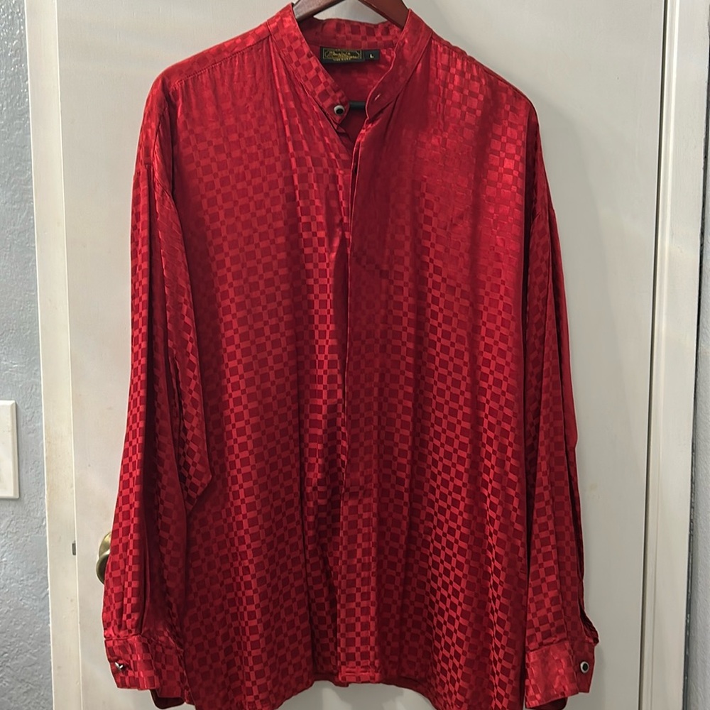 MONZINI Collectiom Vintage Red Button-Up Shirt